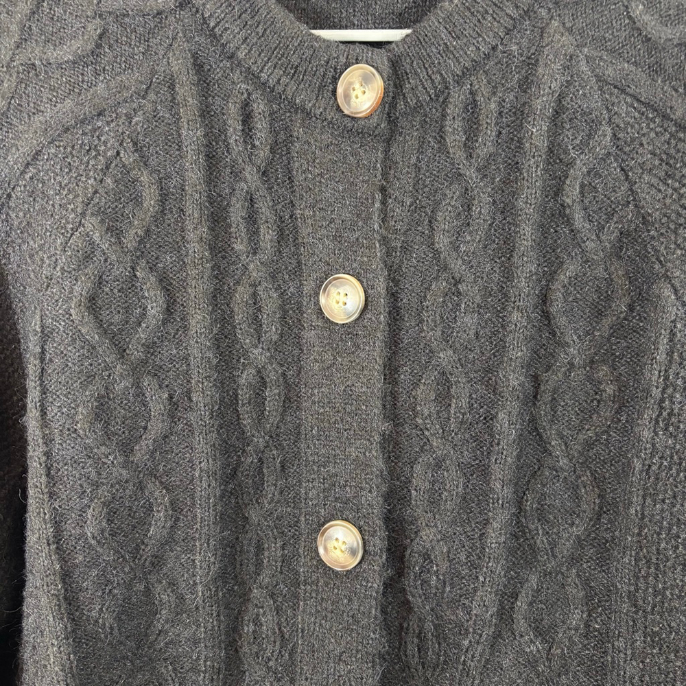 Women's Navy Blue CHAPS Cable Knit Button Cardigan Sweater Large - Picture 3 of 5